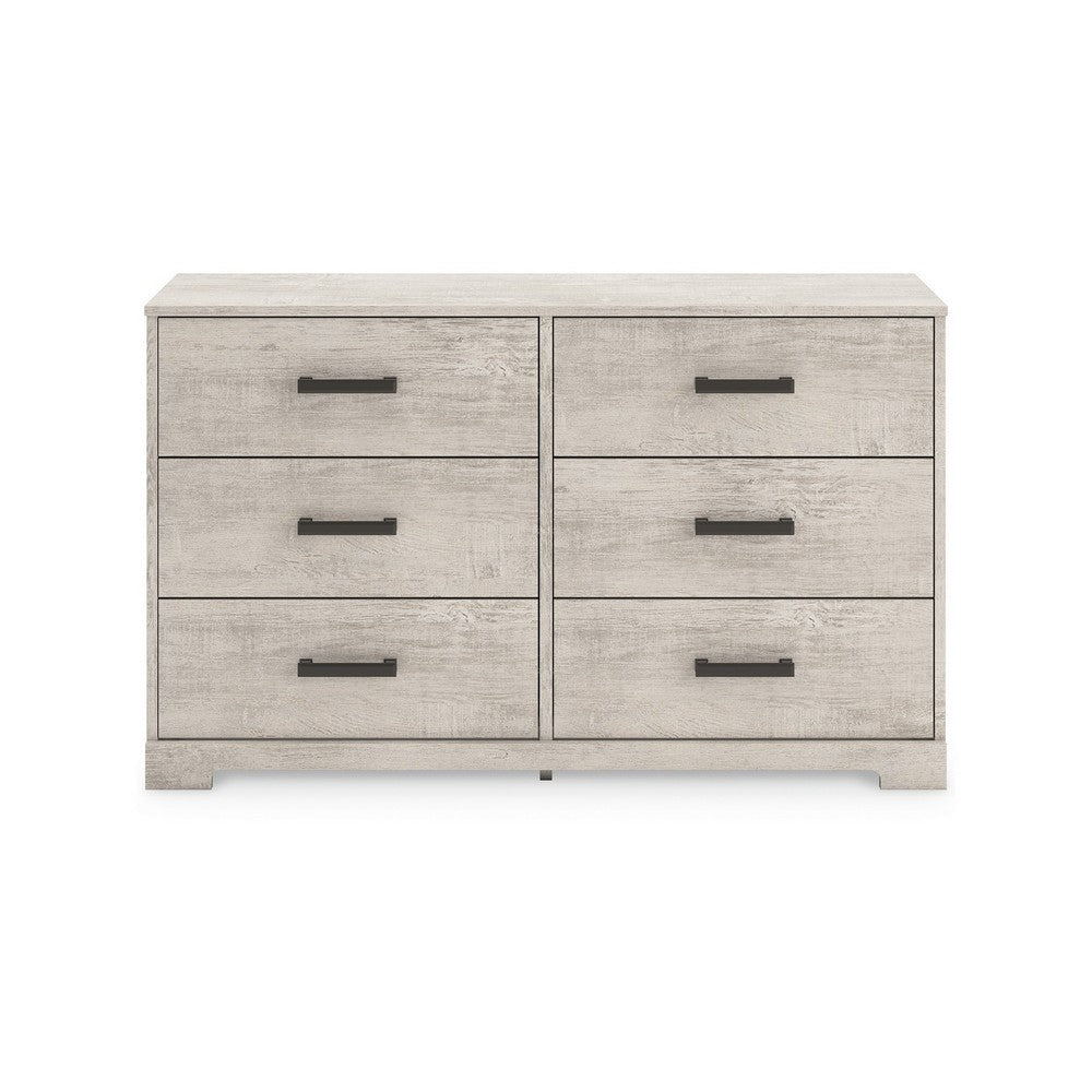 Ashley Shawn Wide Dresser I 6 Drawers I Black Handles I Light Gray Wood I 59’’ BM328135