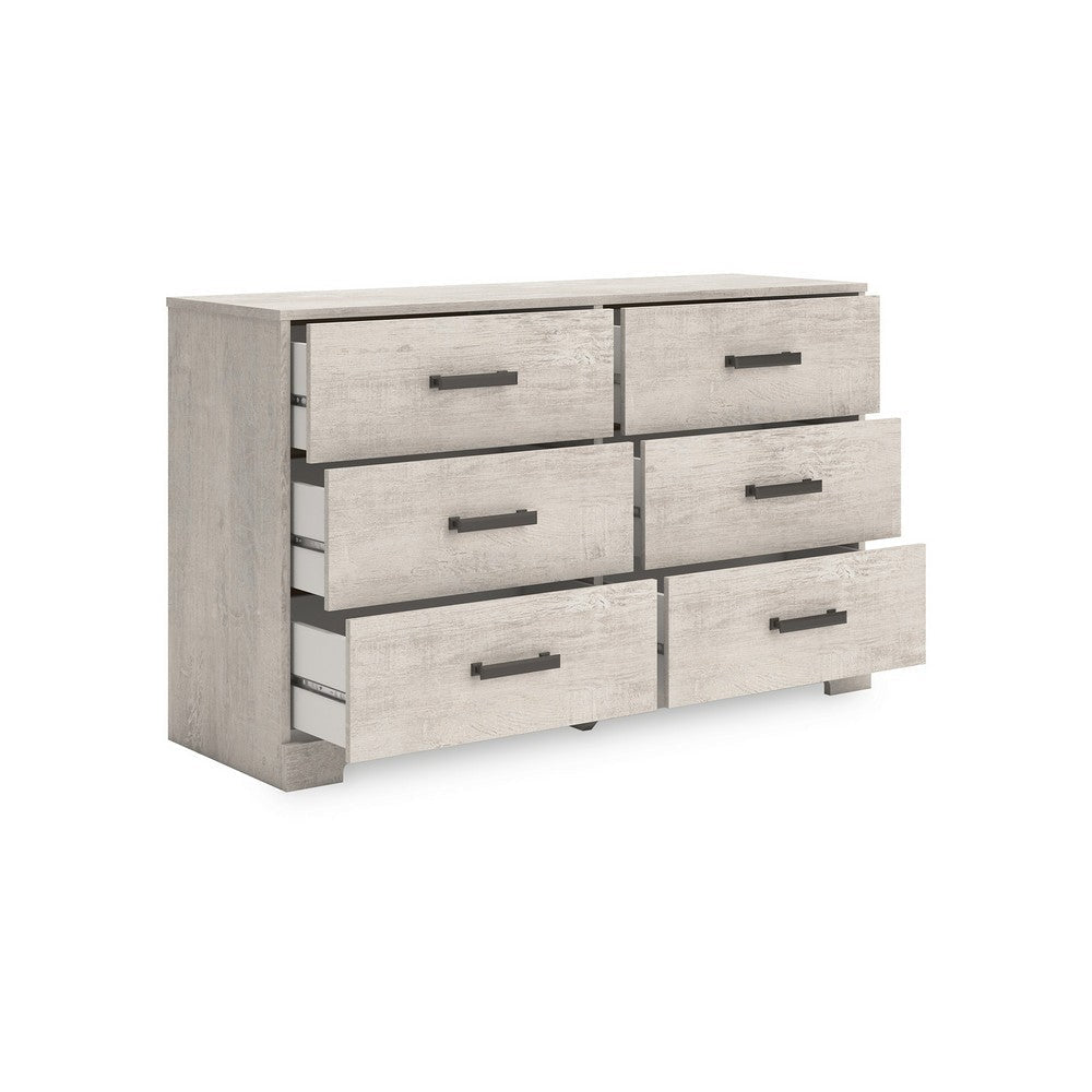 Ashley Shawn Wide Dresser I 6 Drawers I Black Handles I Light Gray Wood I 59’’ BM328135