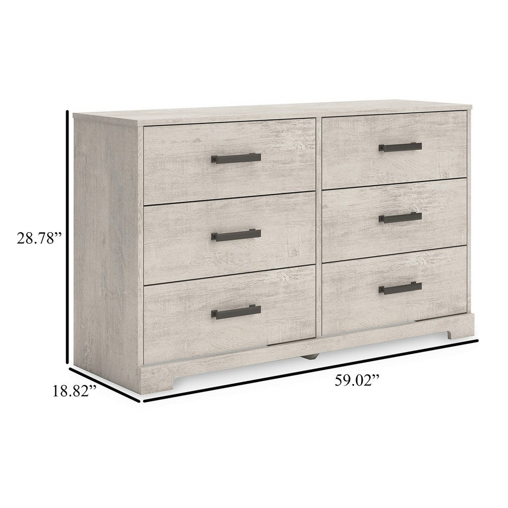 Ashley Shawn Wide Dresser I 6 Drawers I Black Handles I Light Gray Wood I 59’’ BM328135