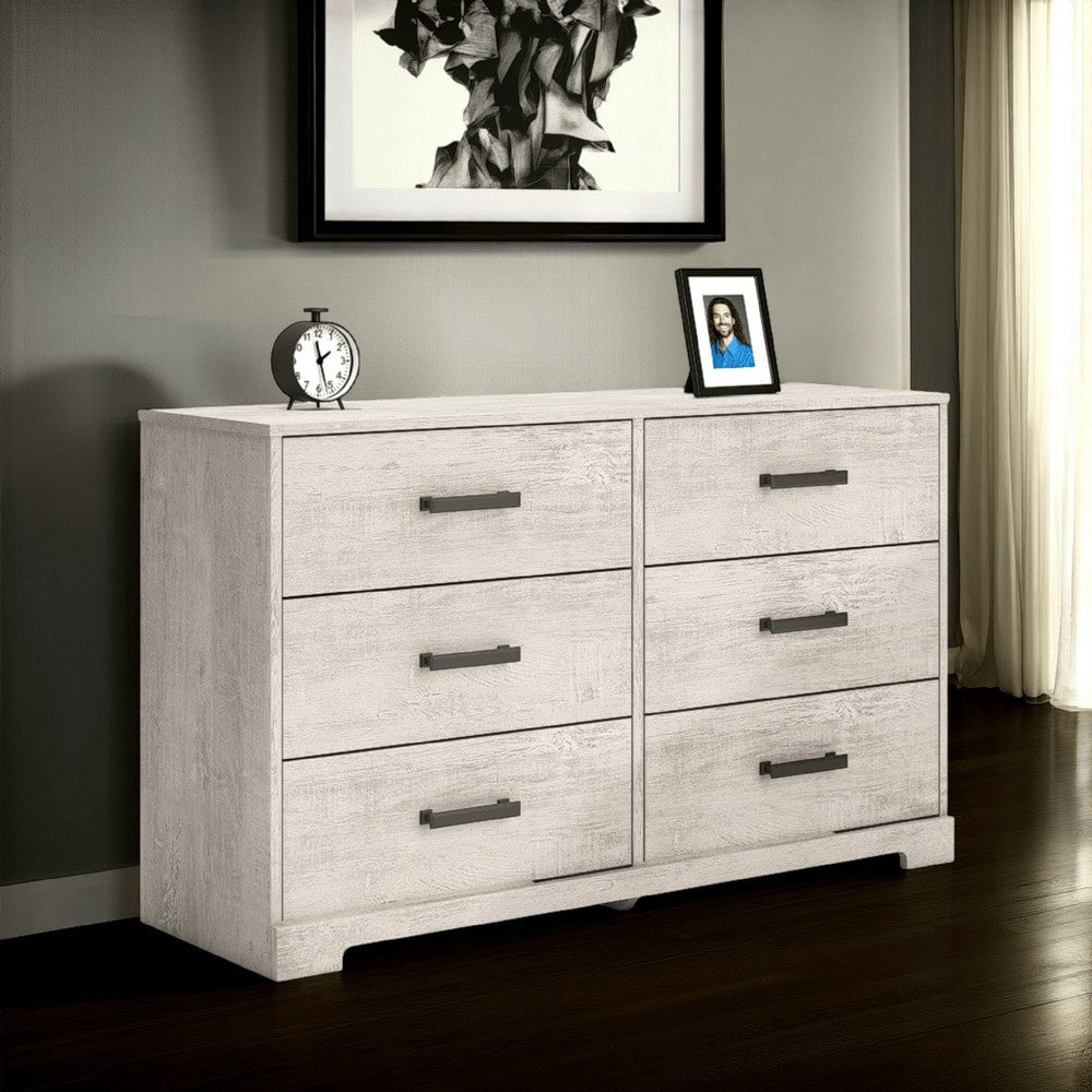 Ashley Shawn Wide Dresser I 6 Drawers I Black Handles I Light Gray Wood I 59"