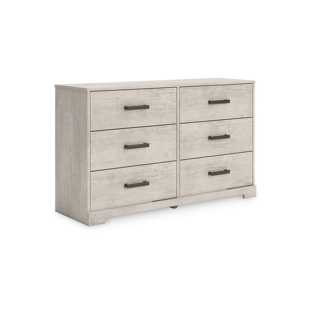 Ashley Shawn Wide Dresser I 6 Drawers I Black Handles I Light Gray Wood I 59’’ BM328135