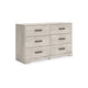 Ashley Shawn Wide Dresser I 6 Drawers I Black Handles I Light Gray Wood I 59’’ BM328135