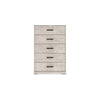 Ashley Shawn Tall Dresser Chest I 5 Drawers I Black Handles I Light Gray 46’’ BM328136