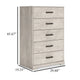 Ashley Shawn Tall Dresser Chest I 5 Drawers I Black Handles I Light Gray 46’’ BM328136