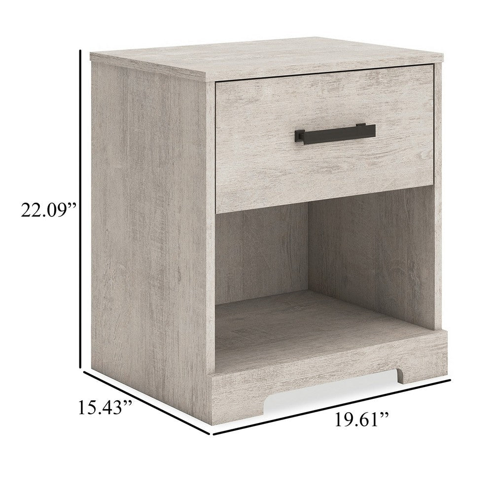 Ashley Shawn Nightstand I 1 Drawer and 1 Shelf I Light Gray Wood I 20’’ BM328137