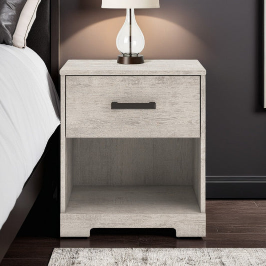 Ashley Shawn Nightstand I 1 Drawer and 1 Shelf I Light Gray Wood I 20"