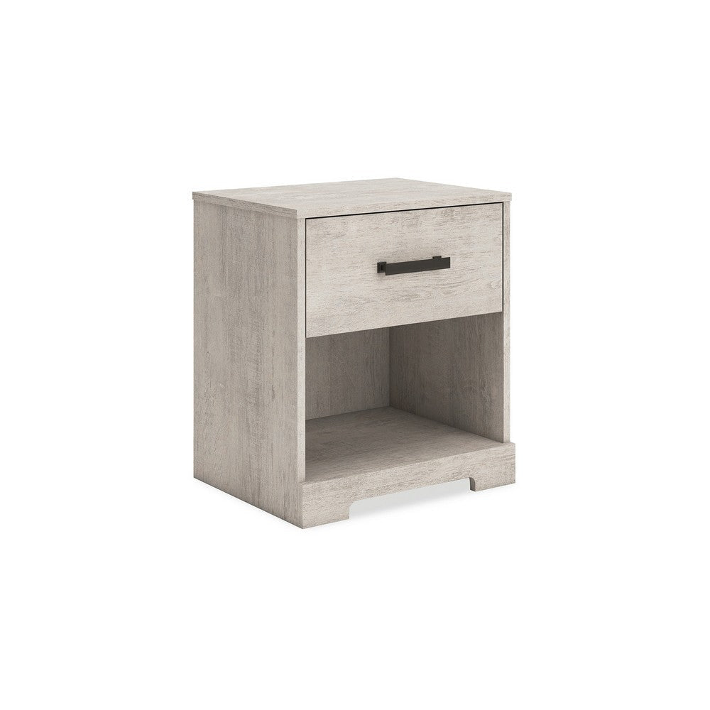Ashley Shawn Nightstand I 1 Drawer and 1 Shelf I Light Gray Wood I 20’’ BM328137