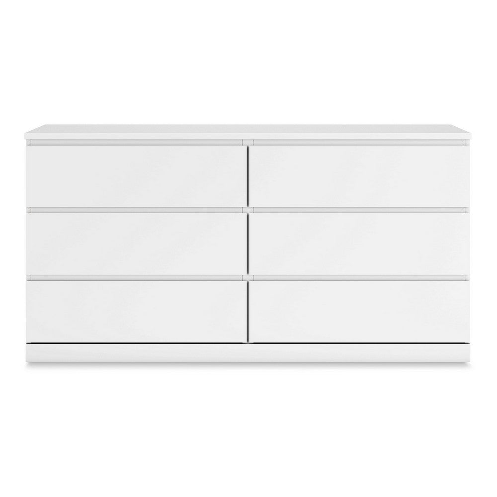 Ashley Onira Wide Dresser I 6 Spacious Drawers I Modern White Wood I 60"
