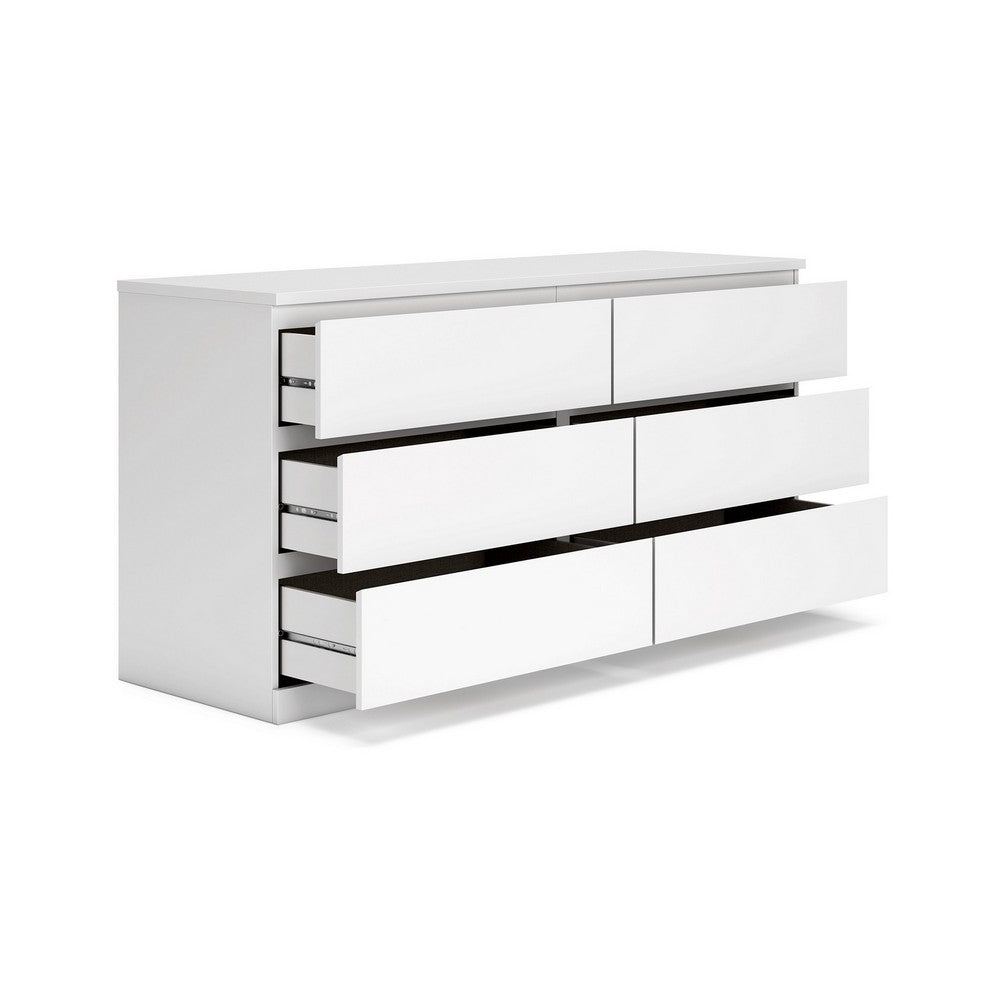 Ashley Onira Wide Dresser I 6 Spacious Drawers I Modern White Wood I 60"