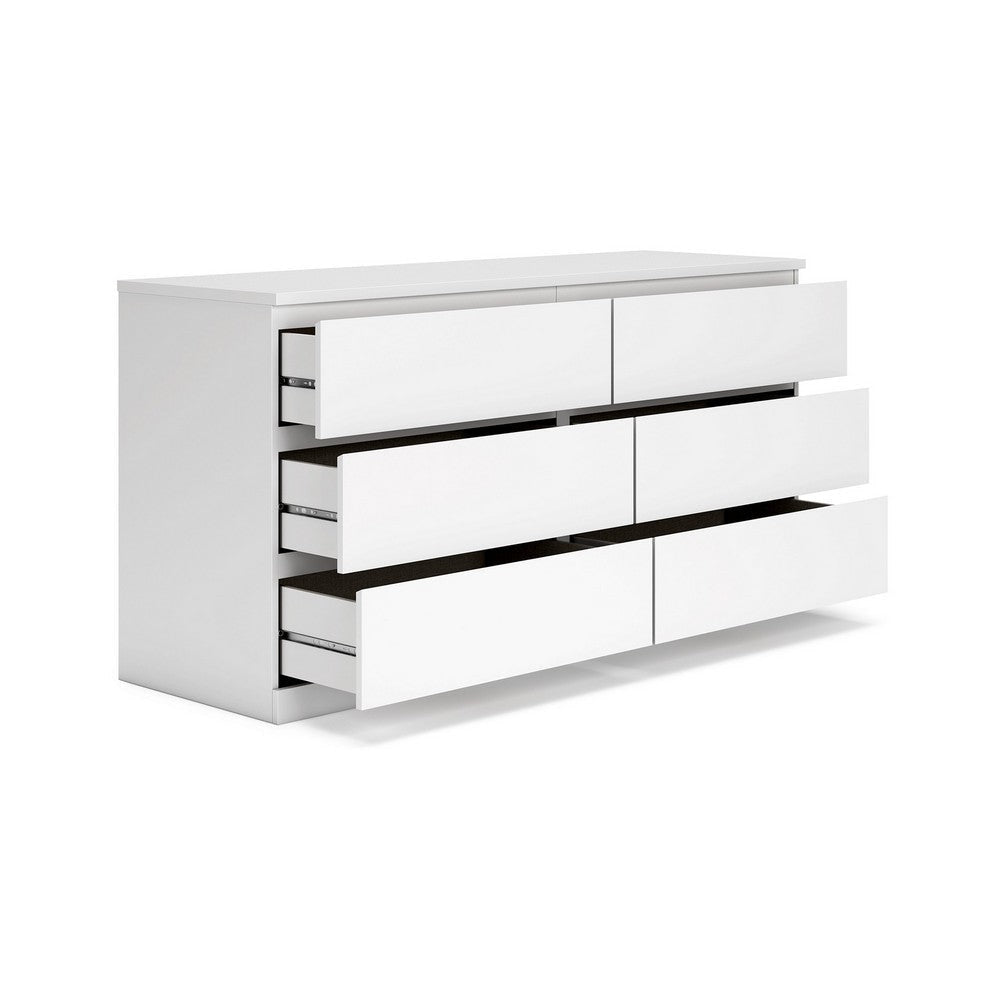Ashley Onira Wide Dresser I 6 Spacious Drawers I Modern White Wood I 60’’ BM328143
