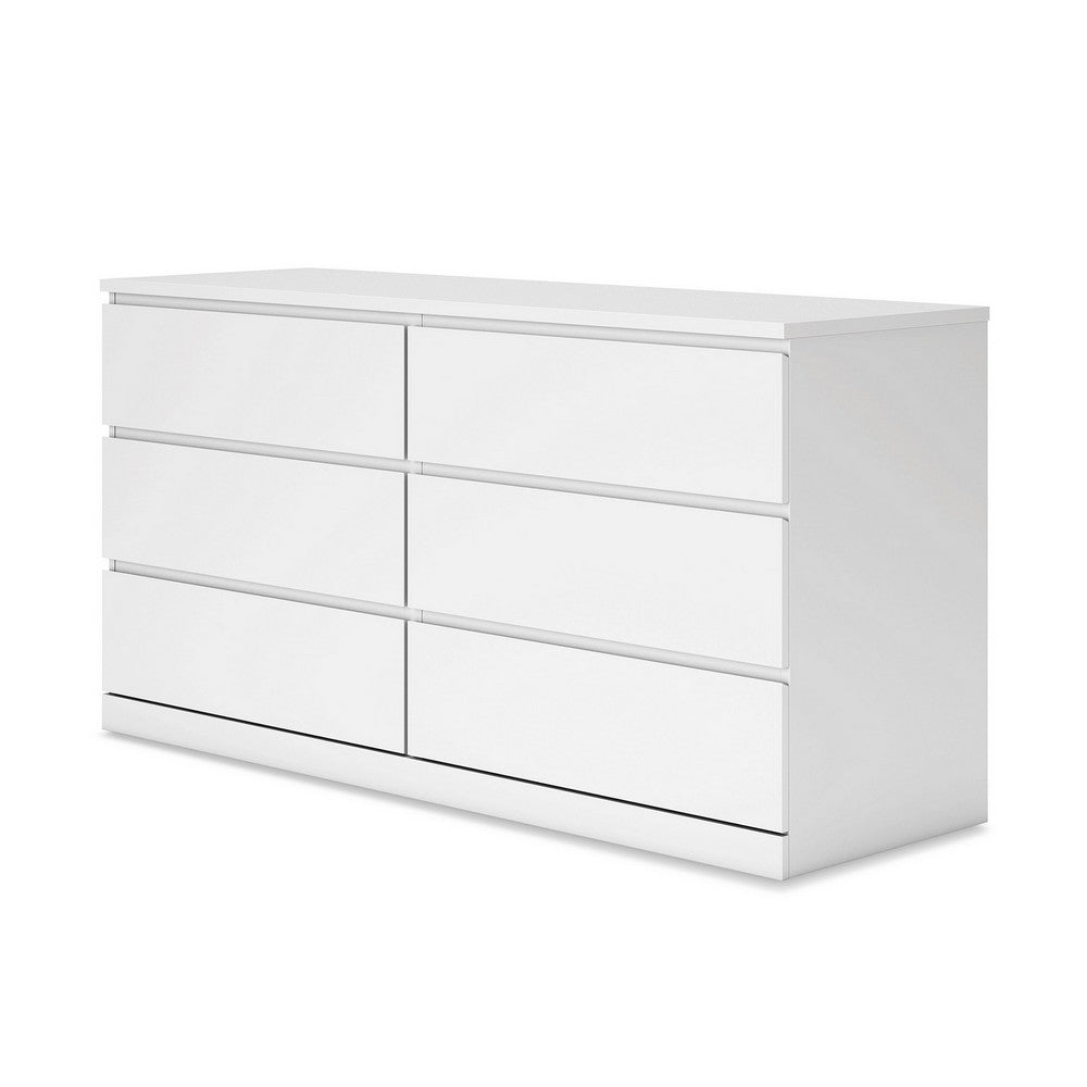 Ashley Onira Wide Dresser I 6 Spacious Drawers I Modern White Wood I 60"