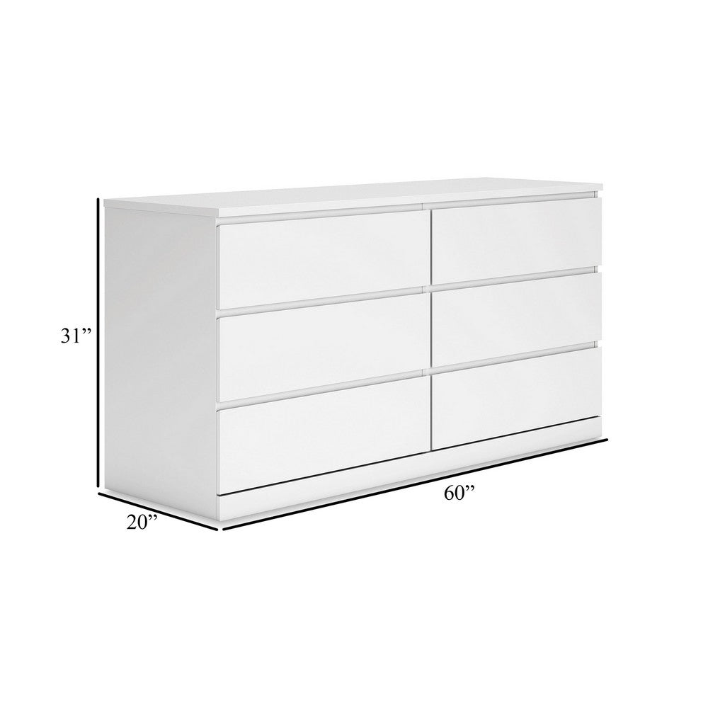 Ashley Onira Wide Dresser I 6 Spacious Drawers I Modern White Wood I 60"