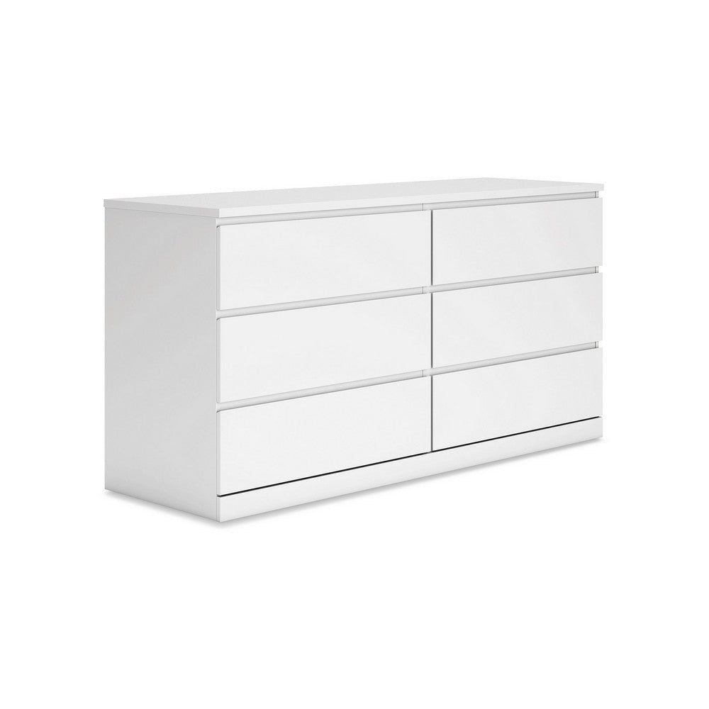 Ashley Onira Wide Dresser I 6 Spacious Drawers I Modern White Wood I 60’’ BM328143