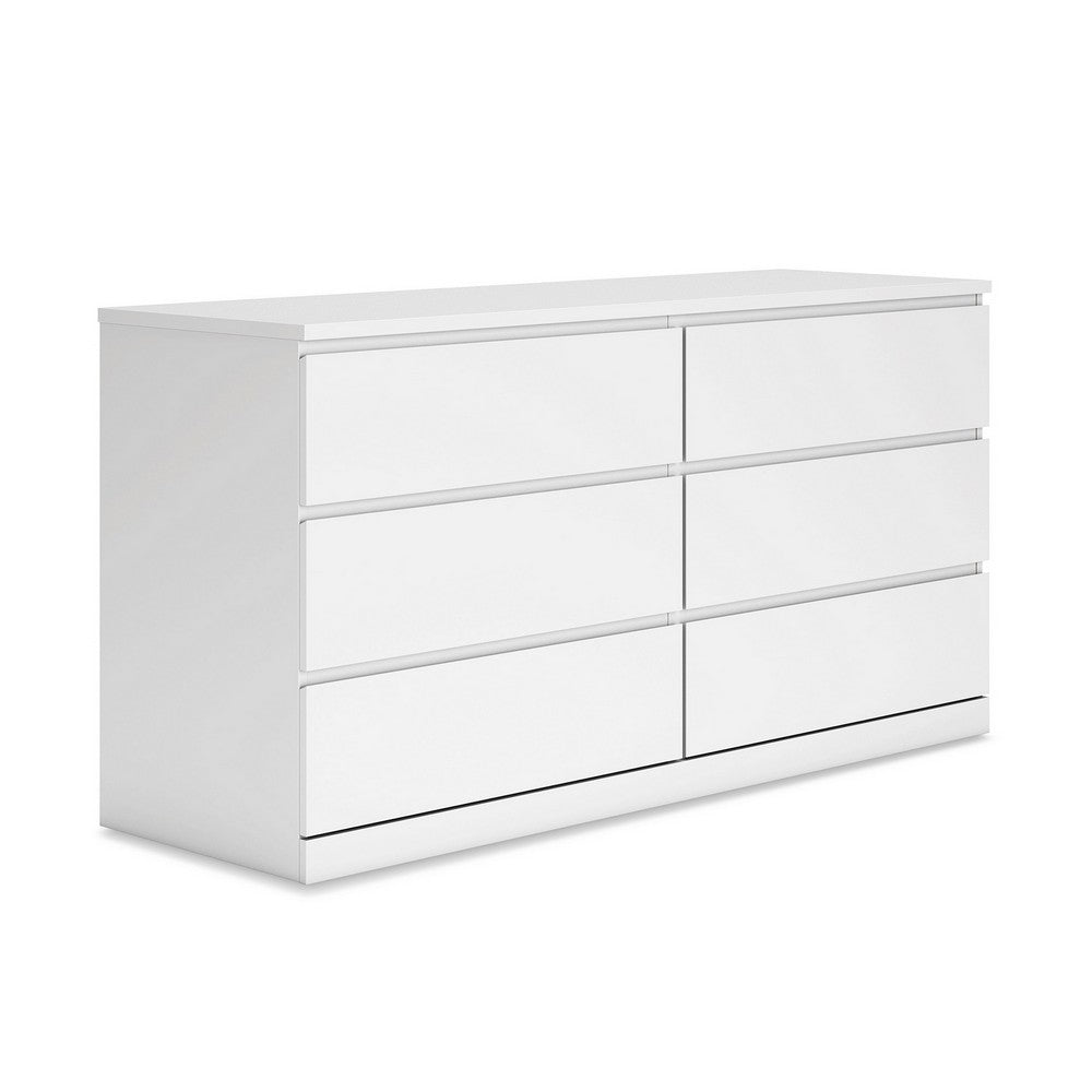 Ashley Onira Wide Dresser I 6 Spacious Drawers I Modern White Wood I 60"