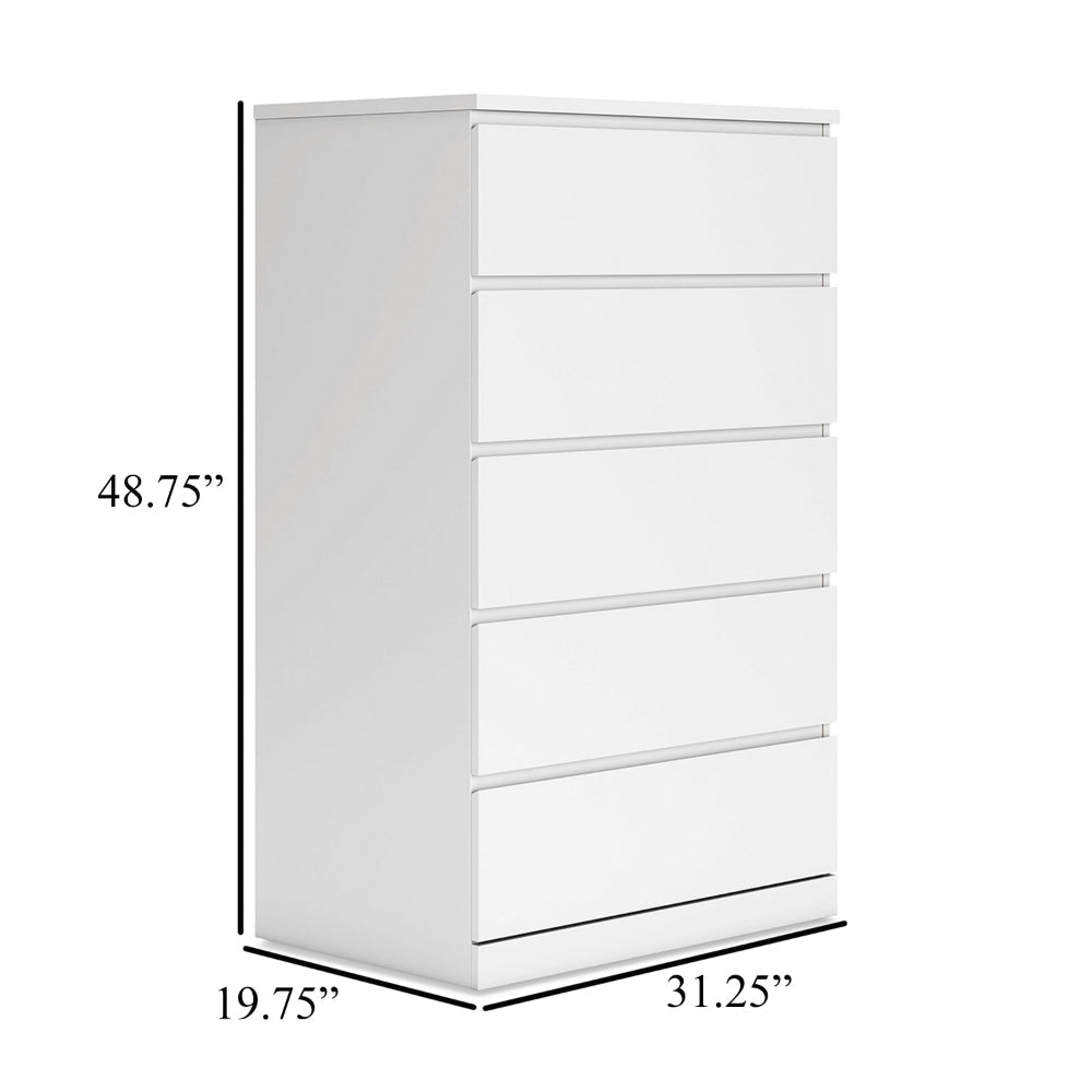 Ashley Onira Tall Dresser Chest I 5 Spacious Drawers I Modern White I 49’’ BM328144