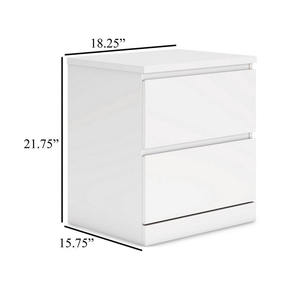 Ashley Onira Nightstand I 2 Spacious Drawers I Modern White Wood I 18’’ BM328145