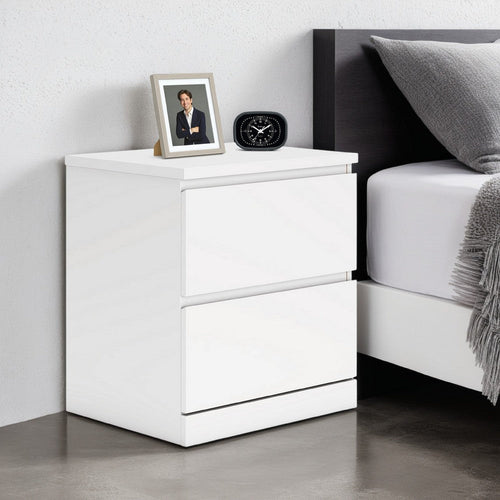 Ashley Onira Nightstand I 2 Spacious Drawers I Modern White Wood I 18"