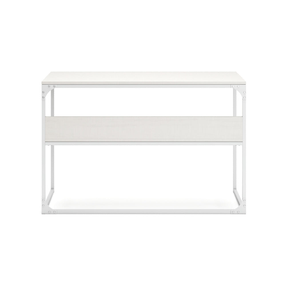 Ashley Deni Home Office Desk I 1 Shelf I White Wood I Metal Frame I 47’’ BM328150