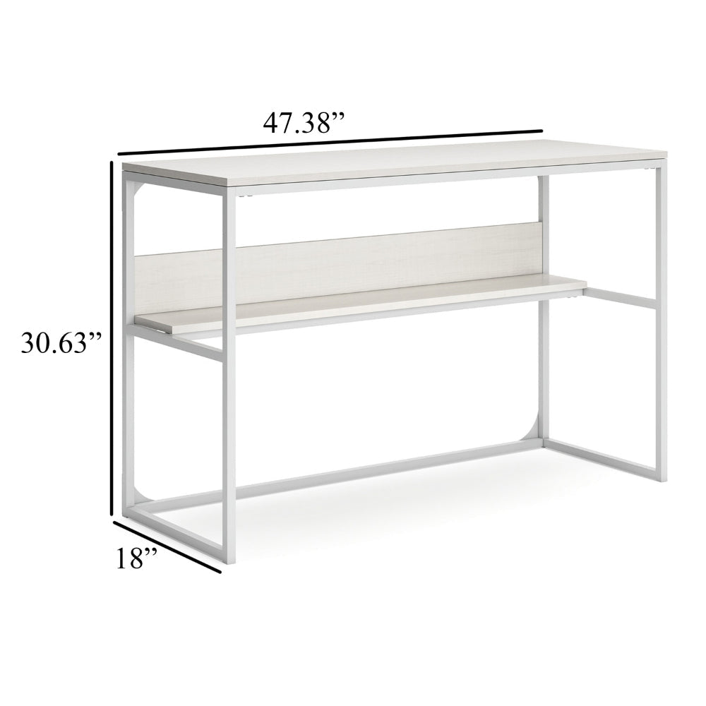 Ashley Deni Home Office Desk I 1 Shelf I White Wood I Metal Frame I 47’’ BM328150