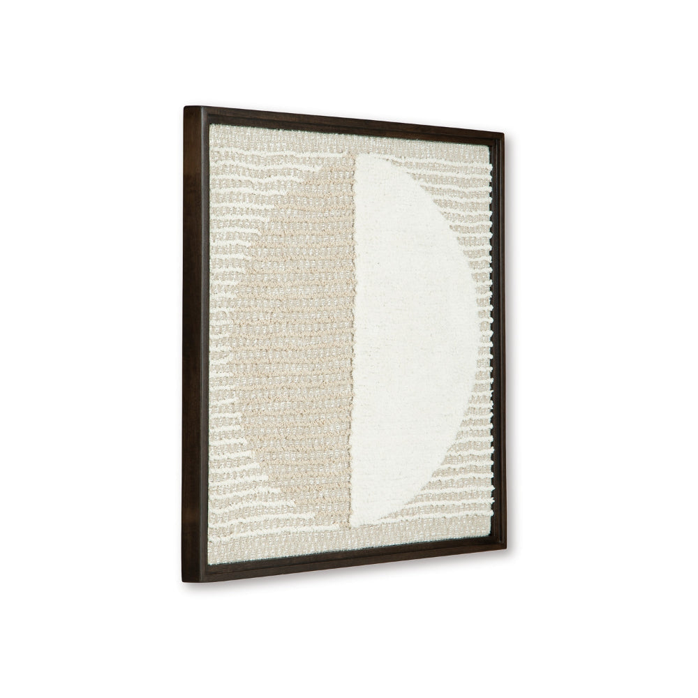 Ashley Miji Wall Art Decor | Half Moon Circle Beige White Woven 30 x 30