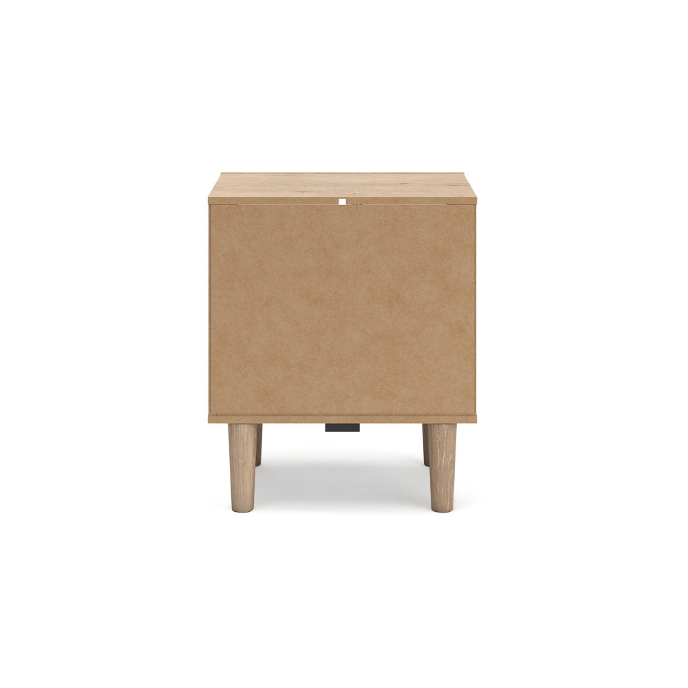 Ashley Ciel Nightstand w USB | LED | Faux Linen Laminate Cane | Oak Brown BM328159