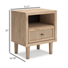 Ashley Ciel Nightstand w USB | LED | Faux Linen Laminate Cane | Oak Brown BM328159