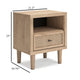 Ashley Ciel Nightstand w USB | LED | Faux Linen Laminate Cane | Oak Brown BM328159