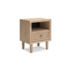 Ashley Ciel Nightstand w USB | LED | Faux Linen Laminate Cane | Oak Brown