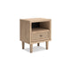 Ashley Ciel Nightstand w USB | LED | Faux Linen Laminate Cane | Oak Brown