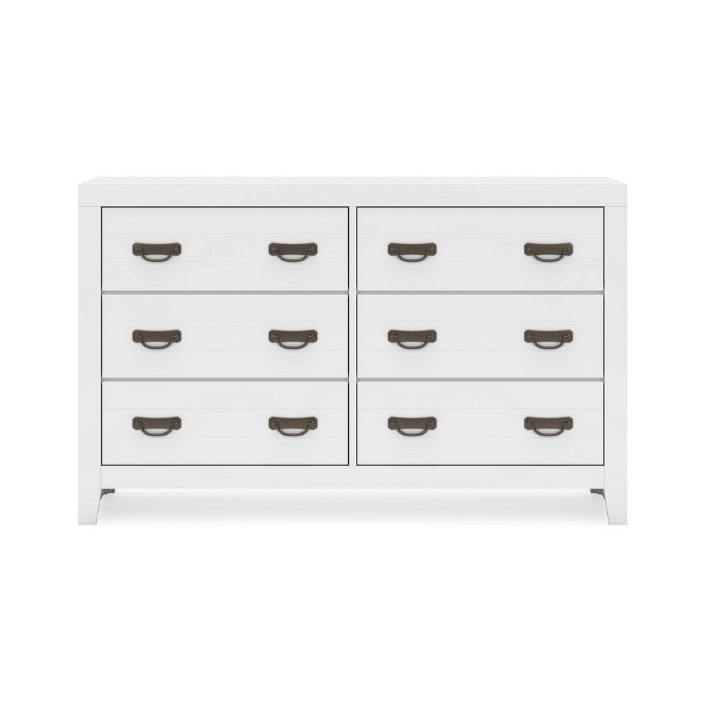 Ashley Feo Wide Dresser | 6 Drawers | White Okoume Finish | Solid Hardwood BM328164