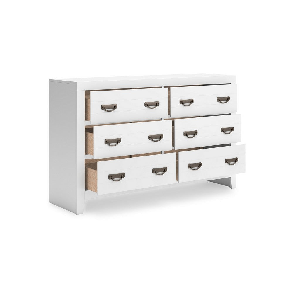 Ashley Feo Wide Dresser | 6 Drawers | White Okoume Finish | Solid Hardwood BM328164