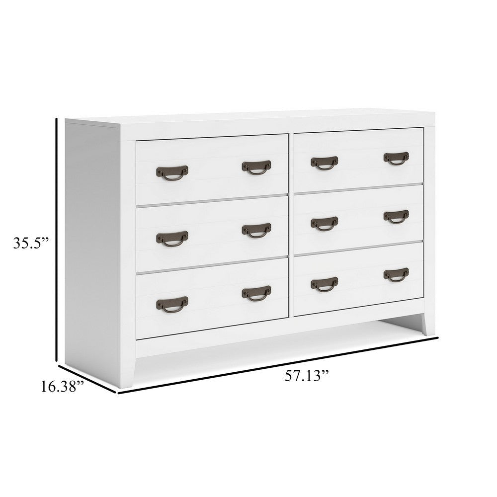 Ashley Feo Wide Dresser | 6 Drawers | White Okoume Finish | Solid Hardwood BM328164
