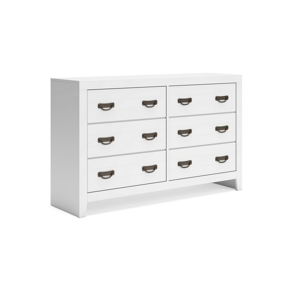 Ashley Feo Wide Dresser | 6 Drawers | White Okoume Finish | Solid Hardwood BM328164