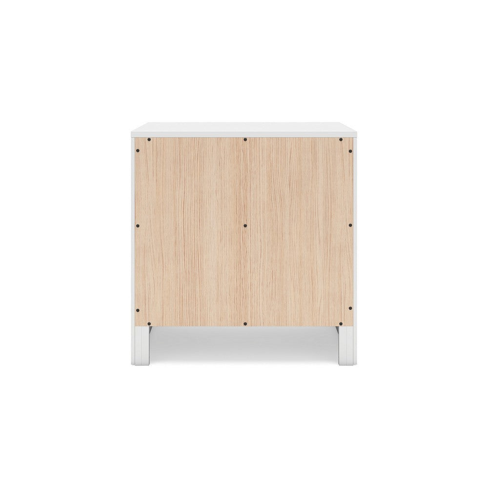 Ashley Feo Bedside Nightstand | 2 Drawers | White Okoume Finish Solid Wood BM328165