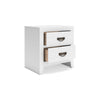 Ashley Feo Bedside Nightstand | 2 Drawers | White Okoume Finish Solid Wood BM328165