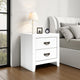 Ashley Feo Bedside Nightstand | 2 Drawers | White Okoume Finish Solid Wood BM328165