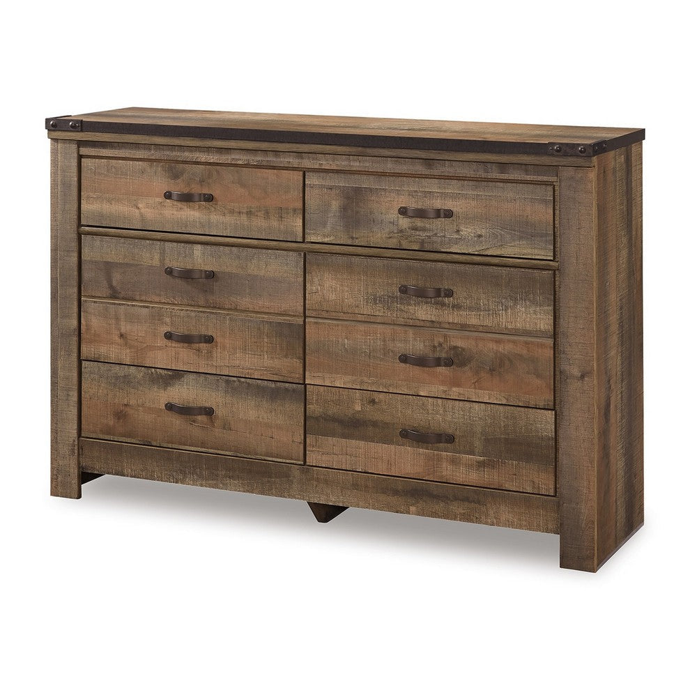 Ashley Zoey Wide Dresser | 6 Wide Storage Drawers | Rustic Brown Plank Style BM328166