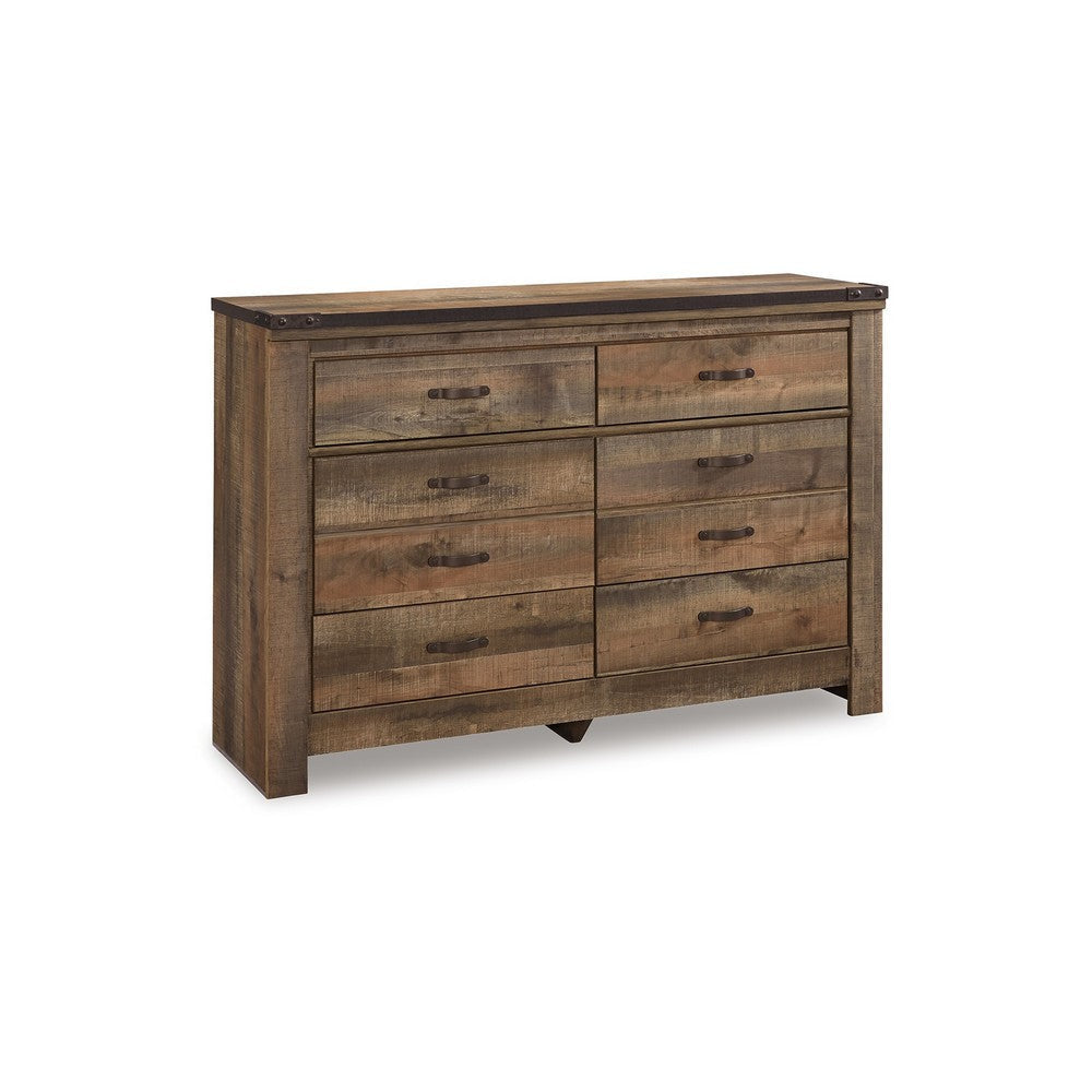 Ashley Zoey Wide Dresser | 6 Wide Storage Drawers | Rustic Brown Plank Style BM328166