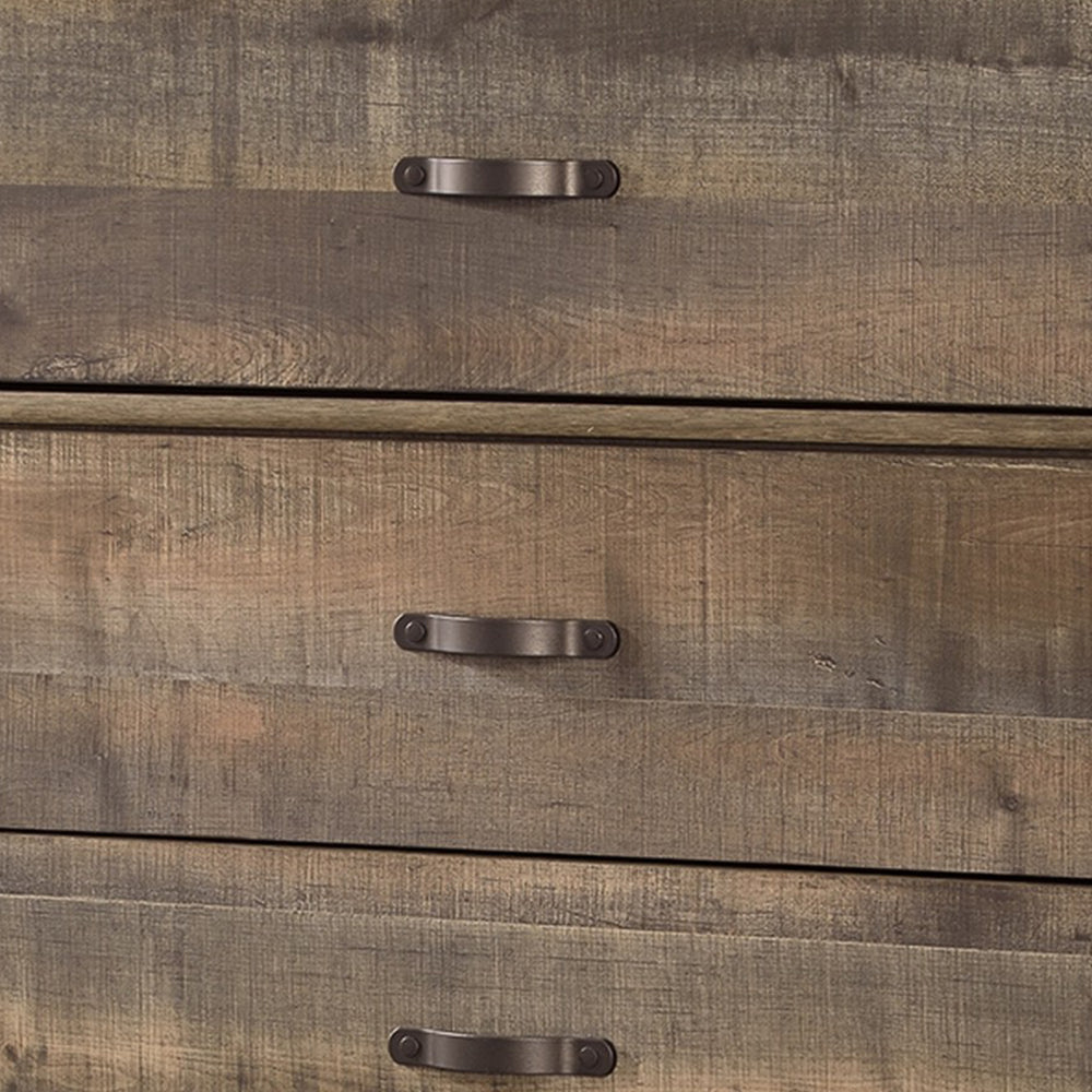 Ashley Zoey Tall Dresser Chest | 5 Storage Drawers | Rustic Brown Plank Style BM328167