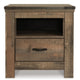 Ashley Zoey Nightstand w Drawer and Shelf | USB | Rustic Brown Plank Details BM328168