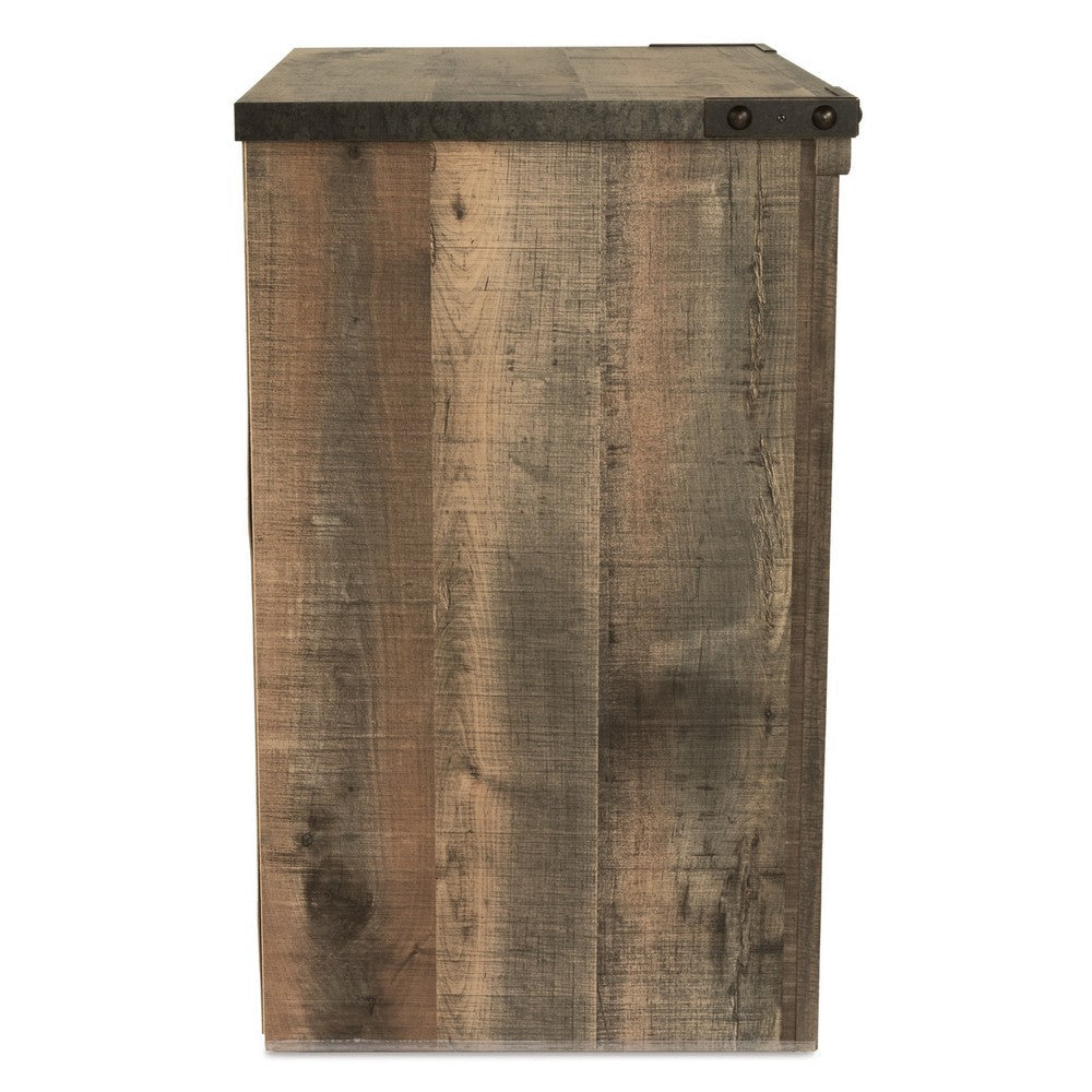 Ashley Zoey Nightstand w Drawer and Shelf | USB | Rustic Brown Plank Details BM328168