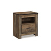 Ashley Zoey Nightstand w Drawer and Shelf | USB | Rustic Brown Plank Details BM328168