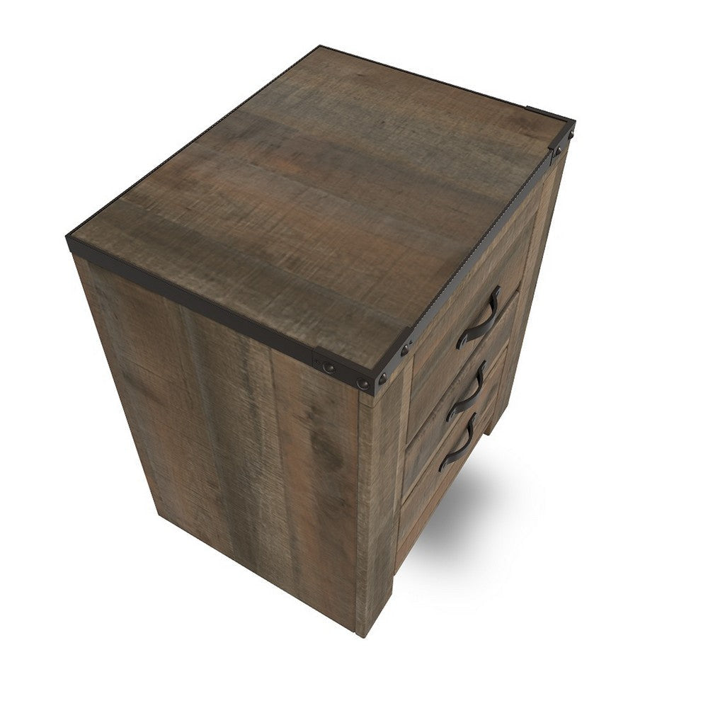 Ashley Zoey Nightstand w 2 Drawers | USB Port | Rustic Brown Plank Details BM328169