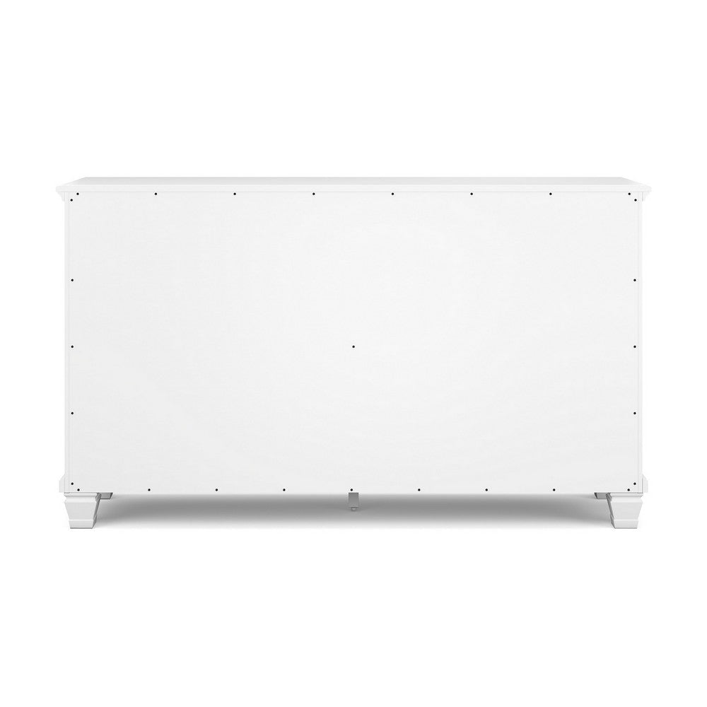 Ashley Heno Wide Dresser | 7 Storage Drawers | Nickel Round Knobs | White BM328170