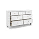 Ashley Heno Wide Dresser | 7 Storage Drawers | Nickel Round Knobs | White BM328170