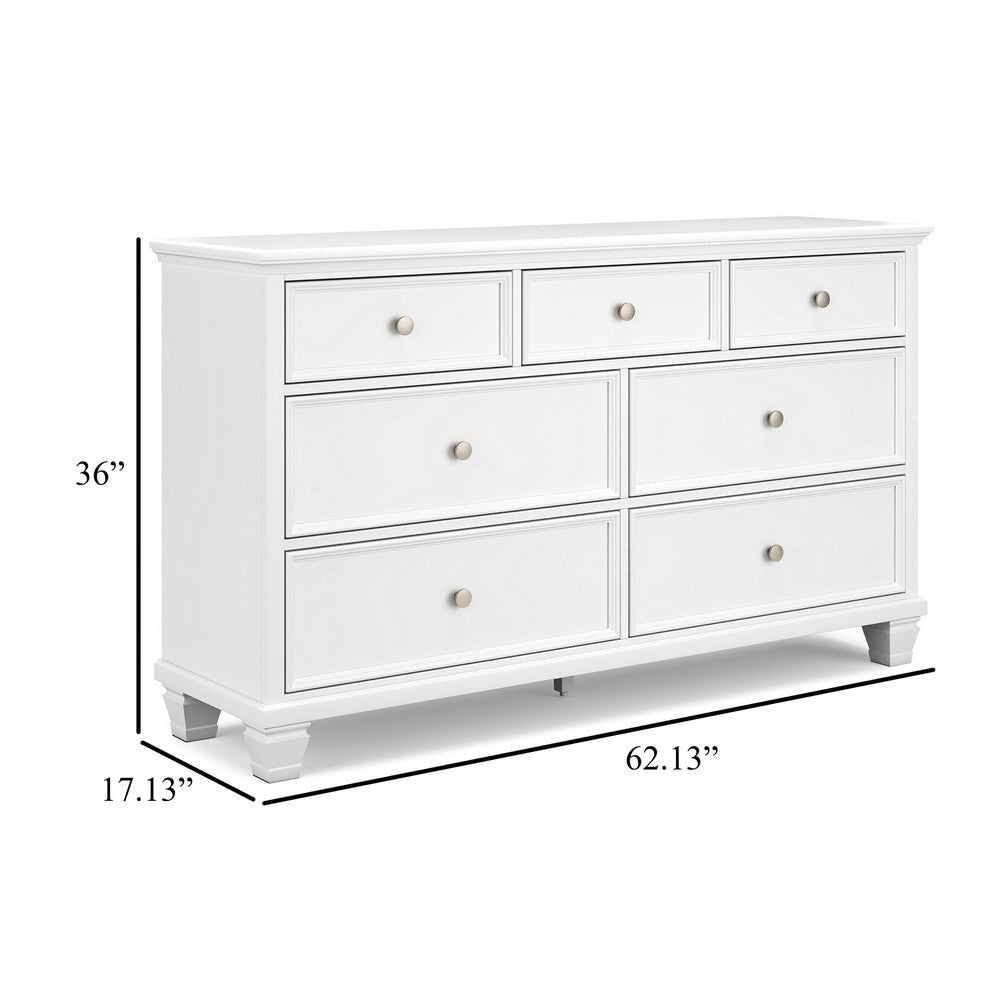 Ashley Heno Wide Dresser | 7 Storage Drawers | Nickel Round Knobs | White BM328170