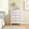 Ashley Heno Tall Dresser Chest | 5 Wide Drawers | Nickel Round Knobs | White