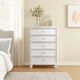 Ashley Heno Tall Dresser Chest | 5 Wide Drawers | Nickel Round Knobs | White