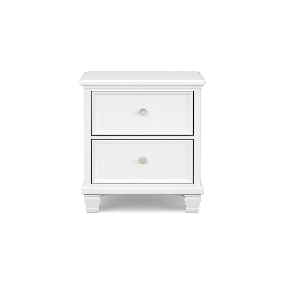 Ashley Heno Nightstand | 2 Wide Storage Drawers | Nickel Round Knobs | White BM328172