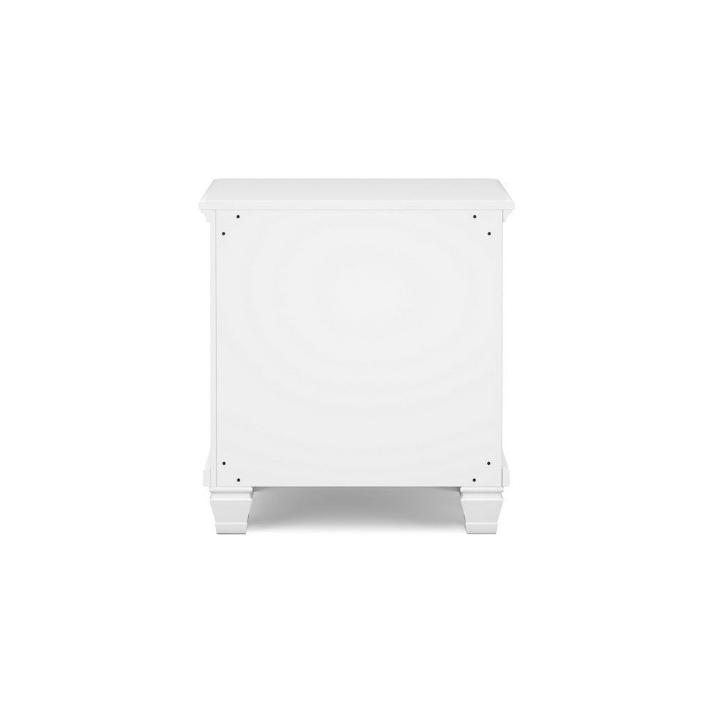 Ashley Heno Nightstand | 2 Wide Storage Drawers | Nickel Round Knobs | White BM328172